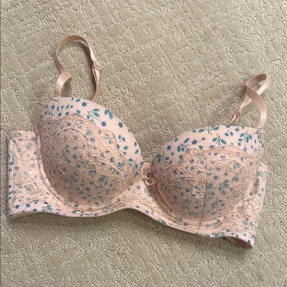 Honeydew Floral Lace Push-up Padded Underwire Bra - Pink and Blue 34C